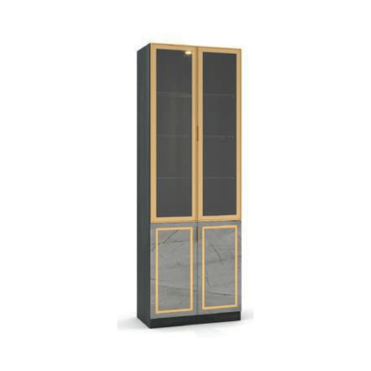 ตู้โชว์กระจก WISDOM DESIGN FURNITURE รุ่น GS-801 80 ซม. สีแอชเกรย์/ไลท์มาร์เบิ้ล